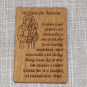 Drvena molitvena kartica - Sv. Antun - jednostrana