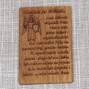 Drvena molitvena kartica - Sv. Mihael - jednostrana