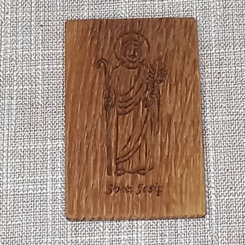 Drvena molitvena kartica - Sv. Josip - dvostrana