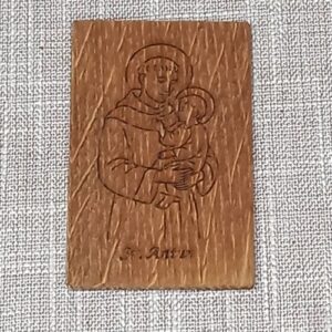Drvena molitvena kartica - Sv. Antun - dvostrana
