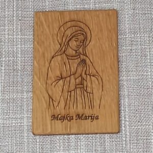 Drvena molitvena kartica - Majka Marija - dvostrana