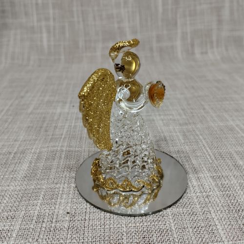 Stakleni anđeo sa srcem - zlatni - Slika 2