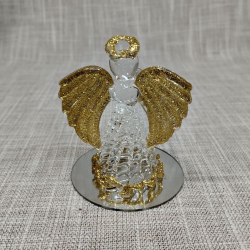 Stakleni anđeo sa srcem - zlatni - Slika 3