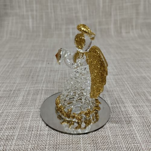 Stakleni anđeo sa srcem - zlatni - Slika 4