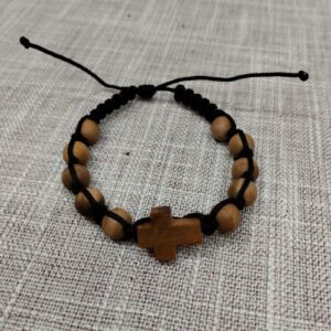 Narukvica pletena s križem - maslina