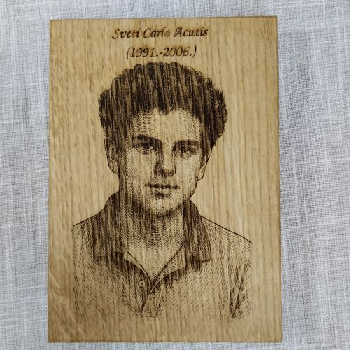 Gravura na drvetu - Sveti Carlo Acutis