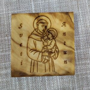 Drveni magnet manji - Sv. Antun - maslina