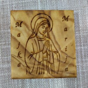 Drveni magnet manji - Majka Marija - maslina